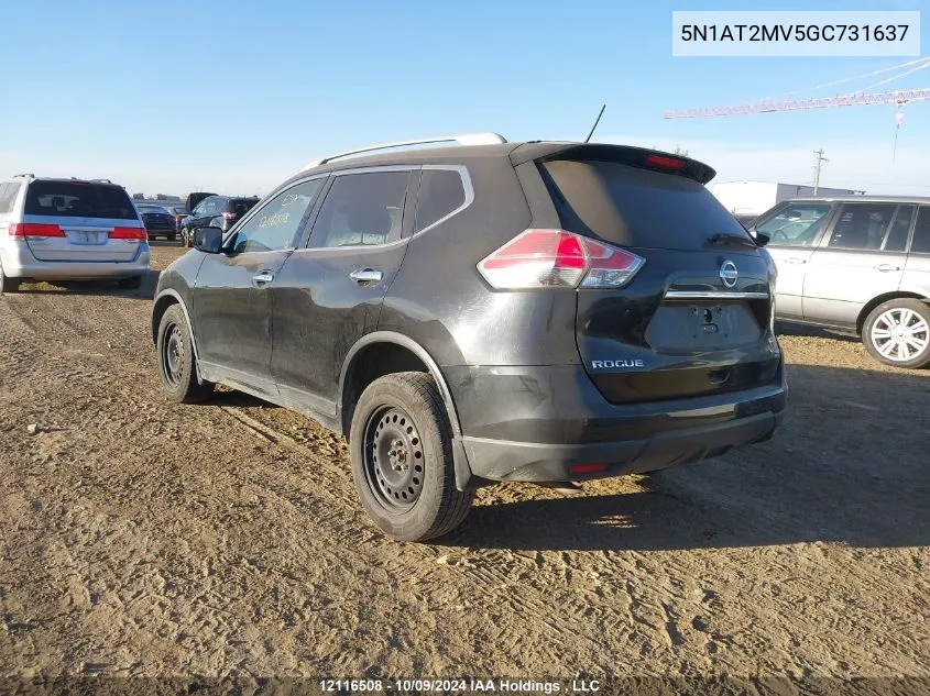 2016 Nissan Rogue VIN: 5N1AT2MV5GC731637 Lot: 12116508