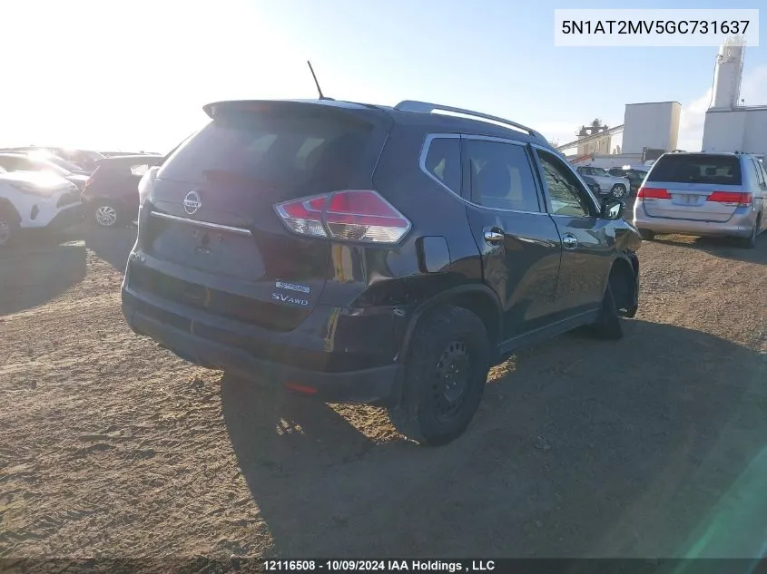 2016 Nissan Rogue VIN: 5N1AT2MV5GC731637 Lot: 12116508