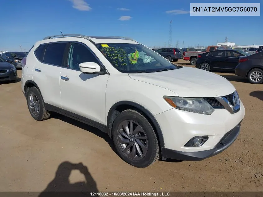 2016 Nissan Rogue VIN: 5N1AT2MV5GC756070 Lot: 12118032