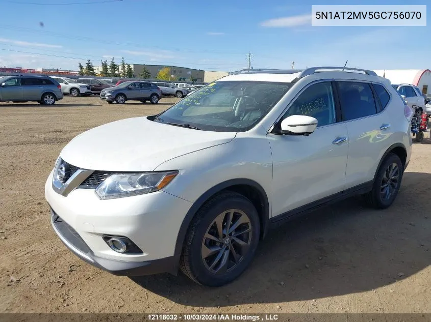 2016 Nissan Rogue VIN: 5N1AT2MV5GC756070 Lot: 12118032