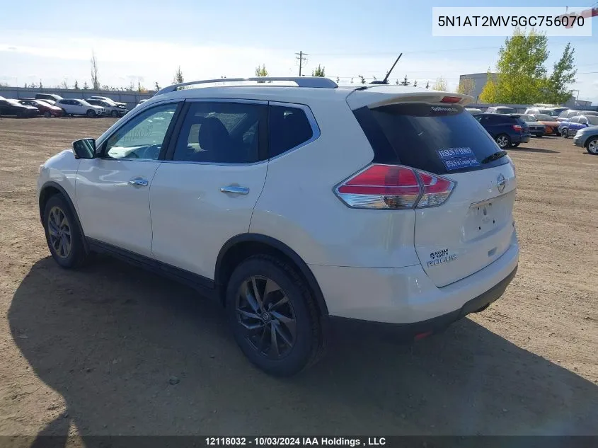 2016 Nissan Rogue VIN: 5N1AT2MV5GC756070 Lot: 12118032