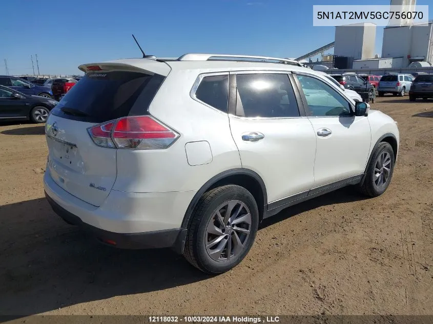 2016 Nissan Rogue VIN: 5N1AT2MV5GC756070 Lot: 12118032