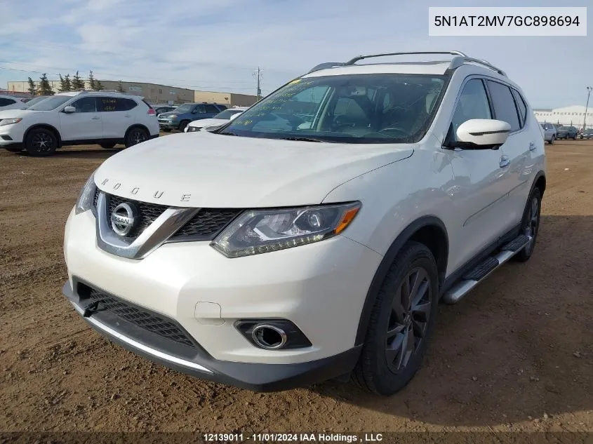 2016 Nissan Rogue VIN: 5N1AT2MV7GC898694 Lot: 12139011