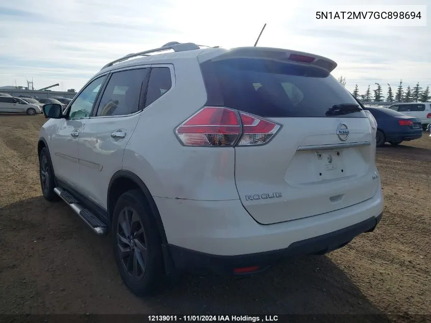 2016 Nissan Rogue VIN: 5N1AT2MV7GC898694 Lot: 12139011