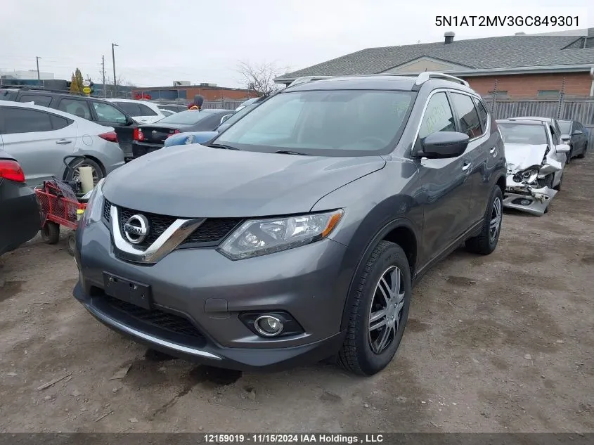 2016 Nissan Rogue VIN: 5N1AT2MV3GC849301 Lot: 12159019