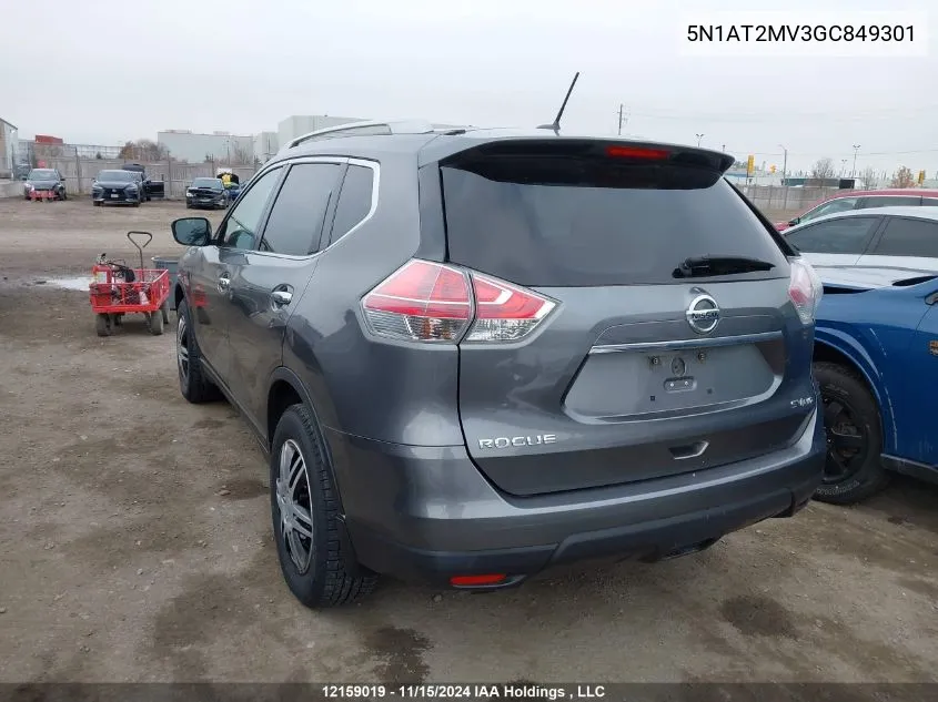 2016 Nissan Rogue VIN: 5N1AT2MV3GC849301 Lot: 12159019