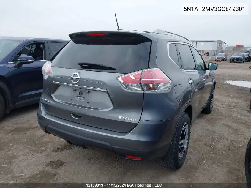 2016 Nissan Rogue VIN: 5N1AT2MV3GC849301 Lot: 12159019