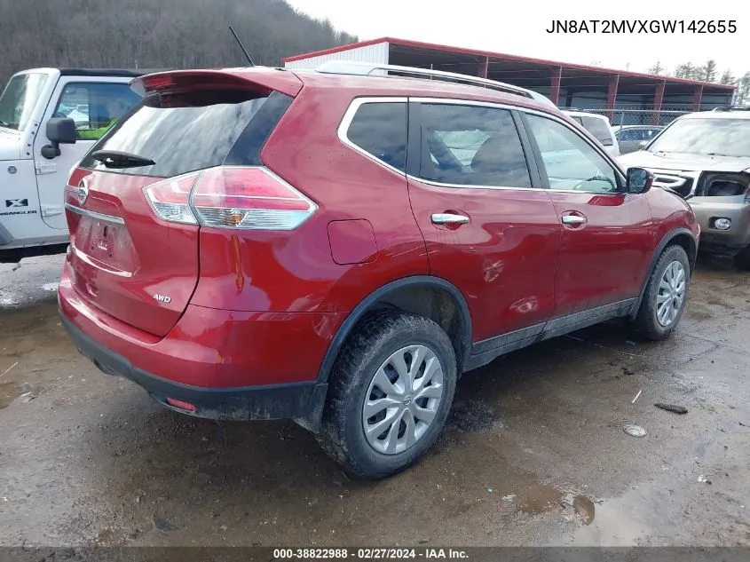 JN8AT2MVXGW142655 2016 Nissan Rogue S/Sl/Sv