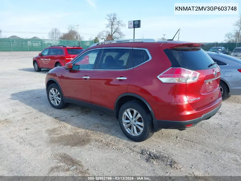 2016 Nissan Rogue Sv VIN: KNMAT2MV3GP603748 Lot: 38952166