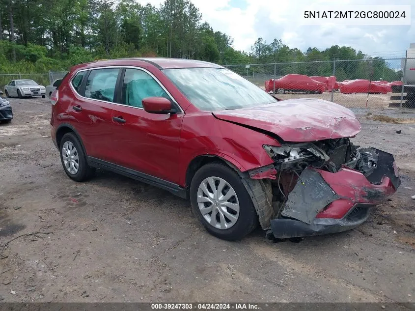 2016 Nissan Rogue S/Sl/Sv VIN: 5N1AT2MT2GC800024 Lot: 39247303