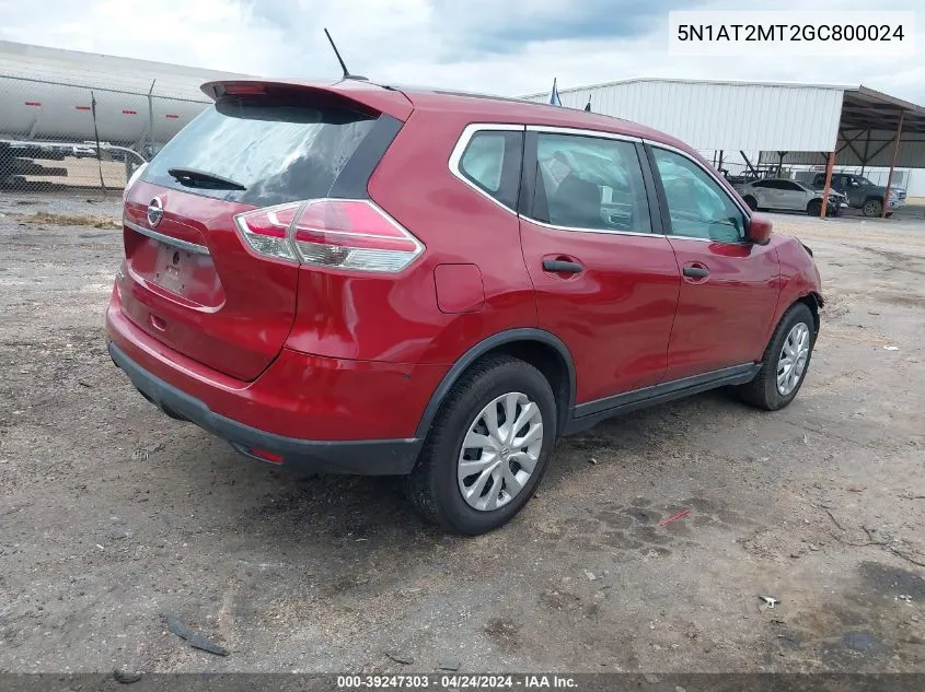 2016 Nissan Rogue S/Sl/Sv VIN: 5N1AT2MT2GC800024 Lot: 39247303