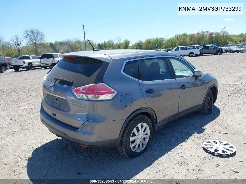 2016 Nissan Rogue S VIN: KNMAT2MV3GP733299 Lot: 39289543