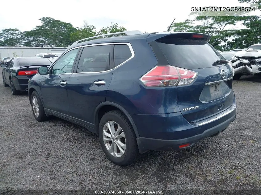 2016 Nissan Rogue Sv VIN: 5N1AT2MT2GC848574 Lot: 39374058