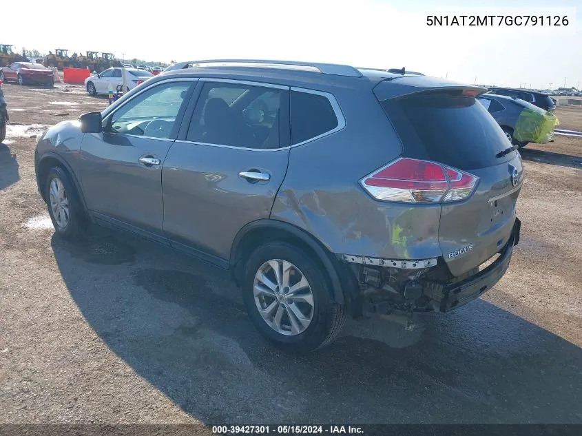 2016 Nissan Rogue S/Sl/Sv VIN: 5N1AT2MT7GC791126 Lot: 39427301