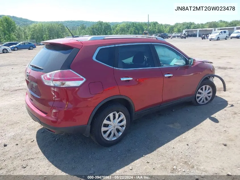 2016 Nissan Rogue S VIN: JN8AT2MT2GW023478 Lot: 39475863