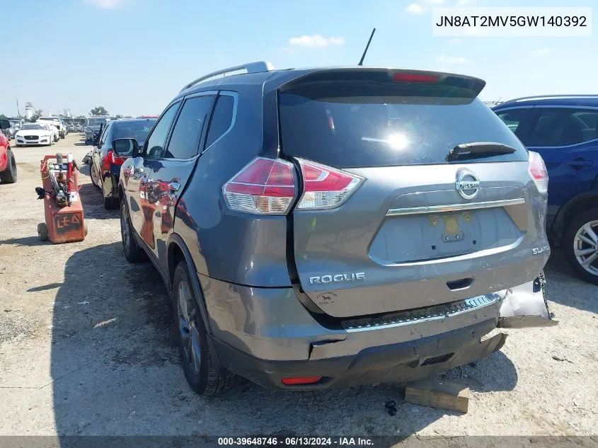 2016 Nissan Rogue Sl VIN: JN8AT2MV5GW140392 Lot: 39648746