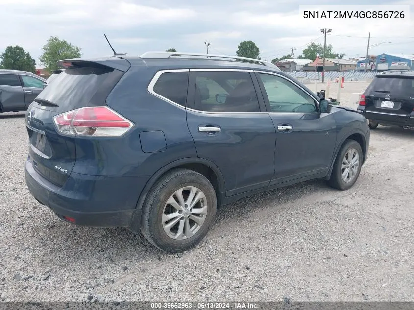 2016 Nissan Rogue Sv VIN: 5N1AT2MV4GC856726 Lot: 39652963