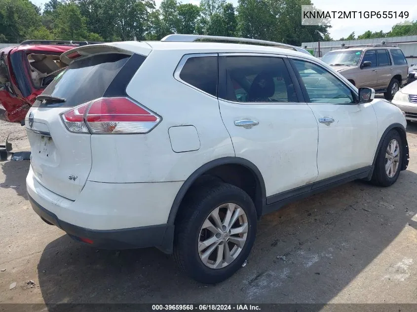 2016 Nissan Rogue Sv VIN: KNMAT2MT1GP655149 Lot: 39659568