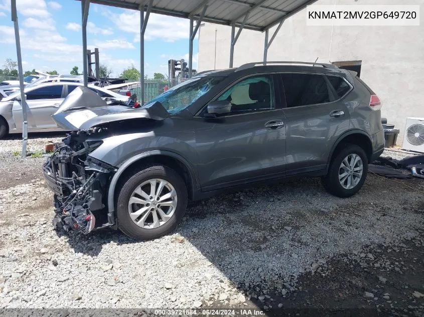 2016 Nissan Rogue Sv VIN: KNMAT2MV2GP649720 Lot: 39721884