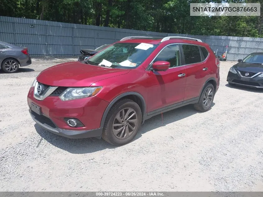 2016 Nissan Rogue Sl VIN: 5N1AT2MV7GC876663 Lot: 39724223