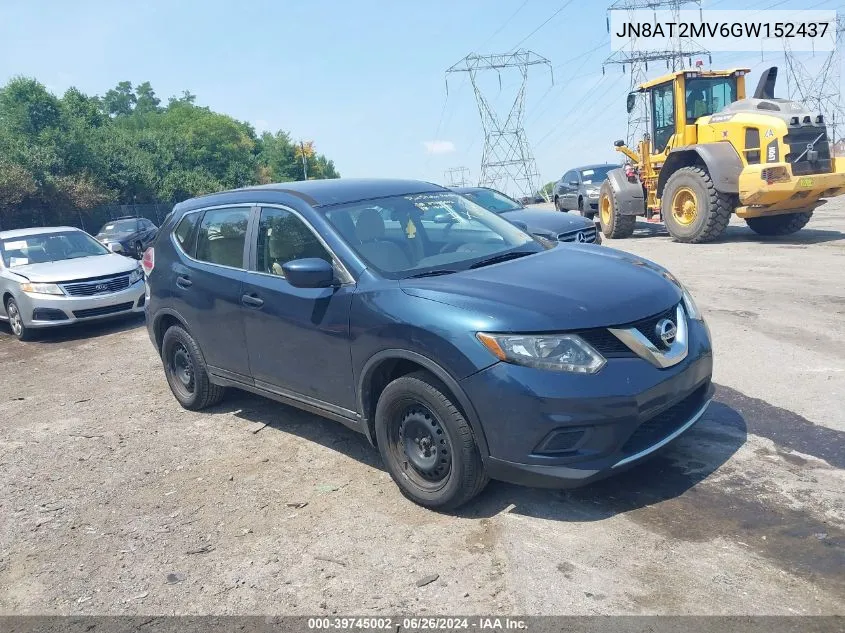 2016 Nissan Rogue S VIN: JN8AT2MV6GW152437 Lot: 39745002