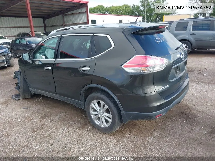 2016 Nissan Rogue Sv VIN: KNMAT2MV0GP674762 Lot: 39746115