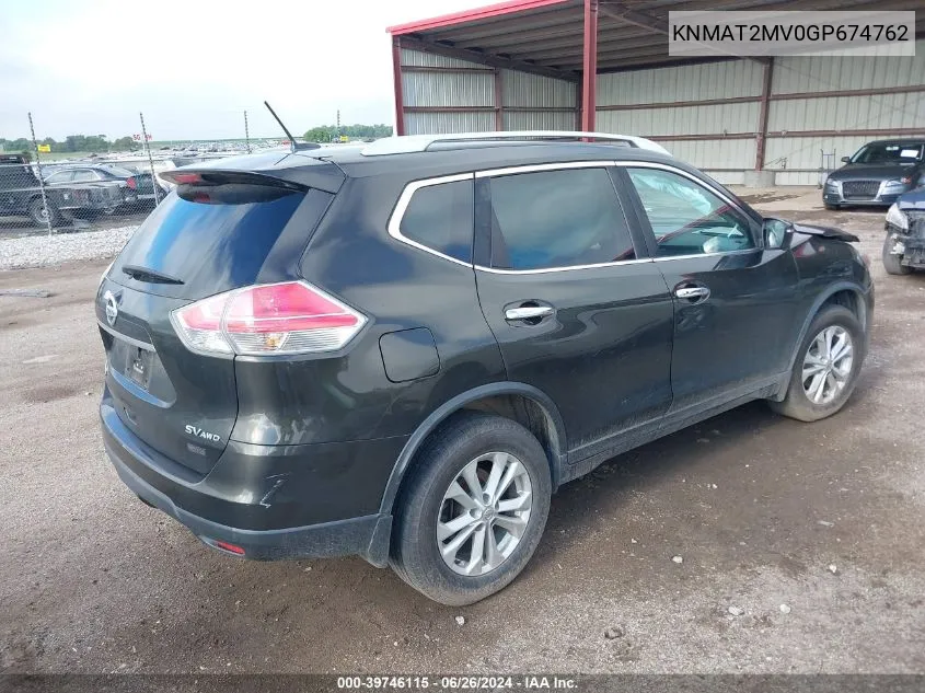 2016 Nissan Rogue Sv VIN: KNMAT2MV0GP674762 Lot: 39746115