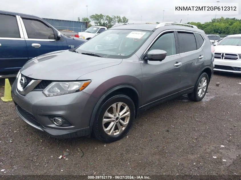 2016 Nissan Rogue Sv VIN: KNMAT2MT2GP612312 Lot: 39752179