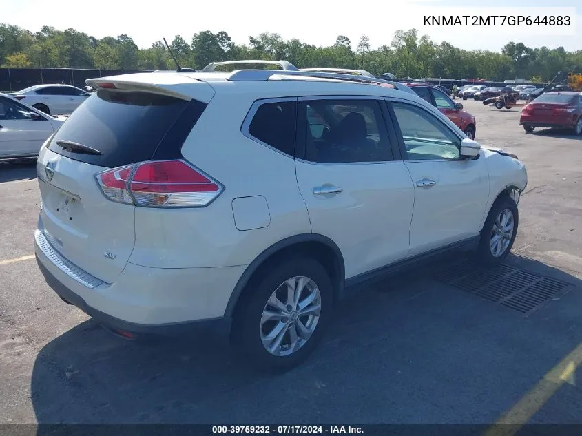 KNMAT2MT7GP644883 2016 Nissan Rogue Sv