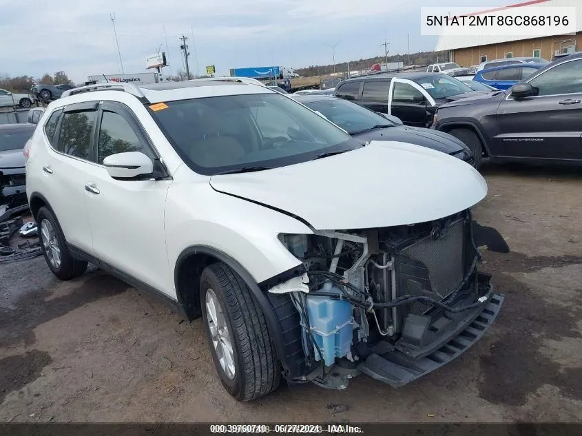 2016 Nissan Rogue Sv VIN: 5N1AT2MT8GC868196 Lot: 39760740