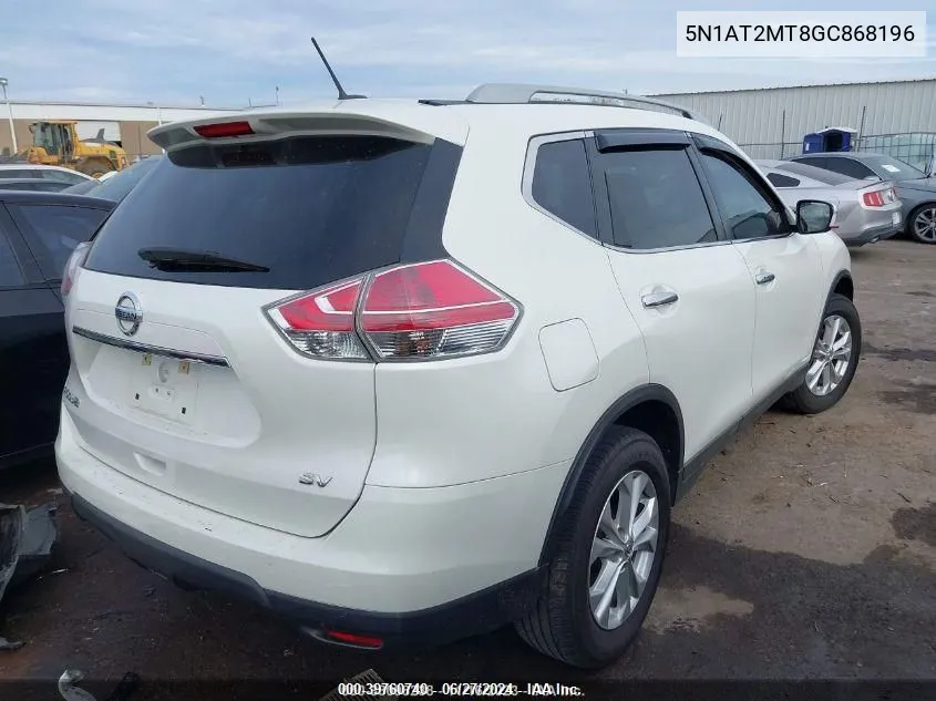 2016 Nissan Rogue Sv VIN: 5N1AT2MT8GC868196 Lot: 39760740