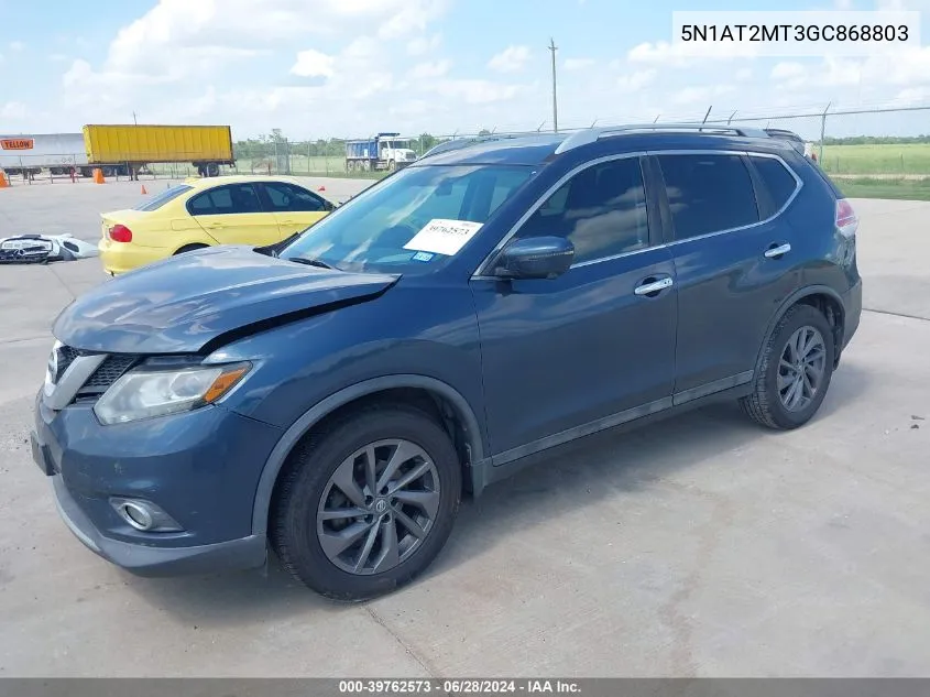 2016 Nissan Rogue Sl VIN: 5N1AT2MT3GC868803 Lot: 39762573