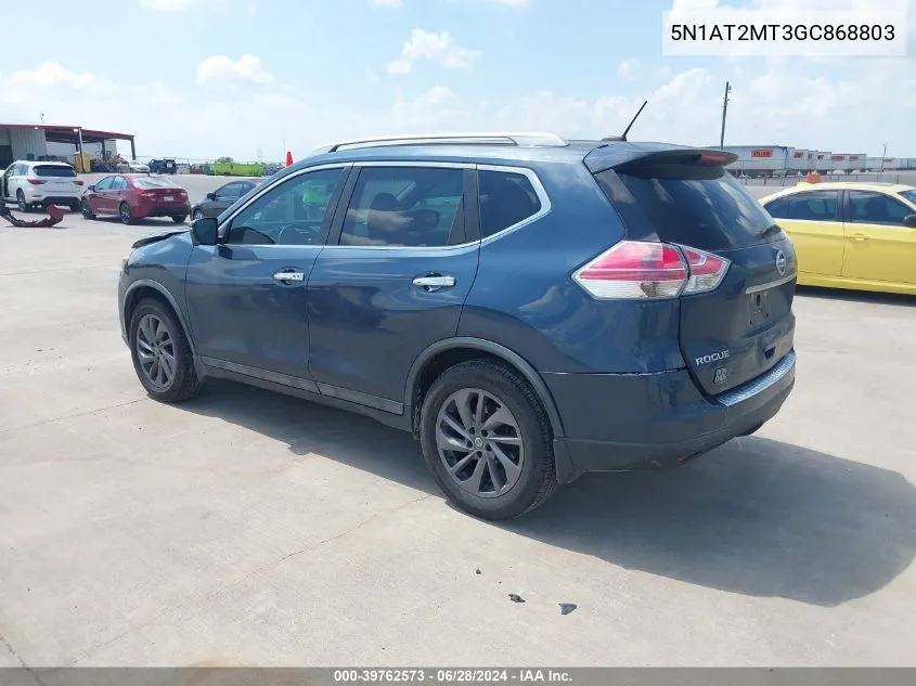 2016 Nissan Rogue Sl VIN: 5N1AT2MT3GC868803 Lot: 39762573