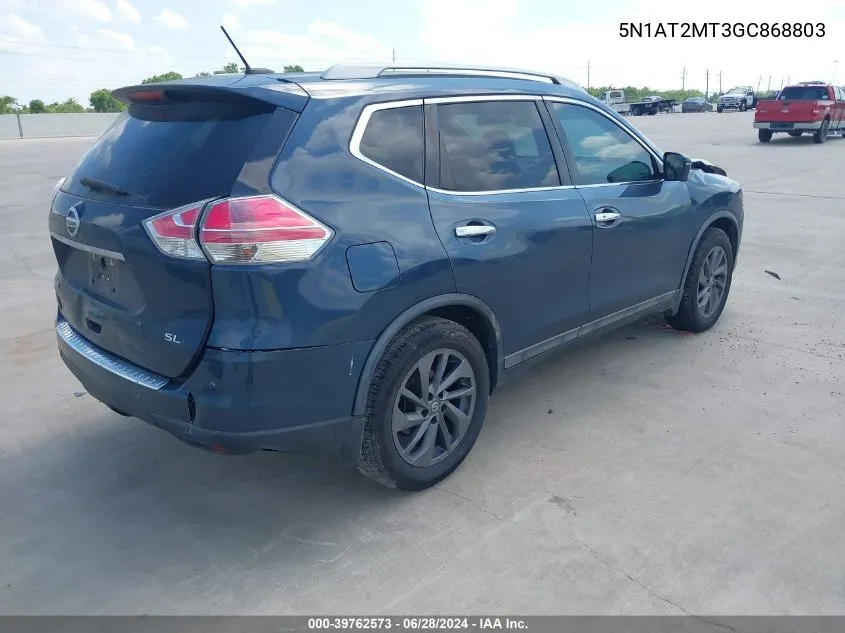 2016 Nissan Rogue Sl VIN: 5N1AT2MT3GC868803 Lot: 39762573