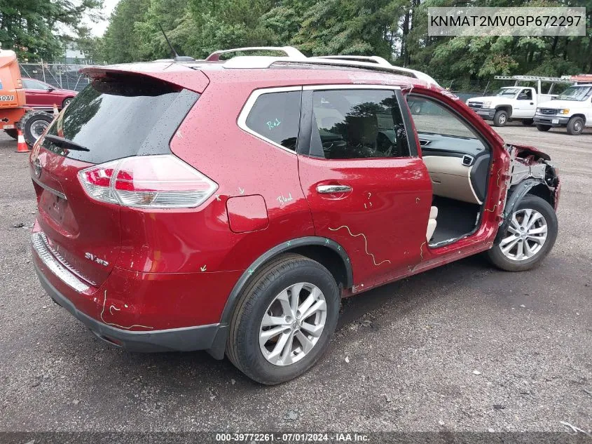 2016 Nissan Rogue Sv VIN: KNMAT2MV0GP672297 Lot: 39772261