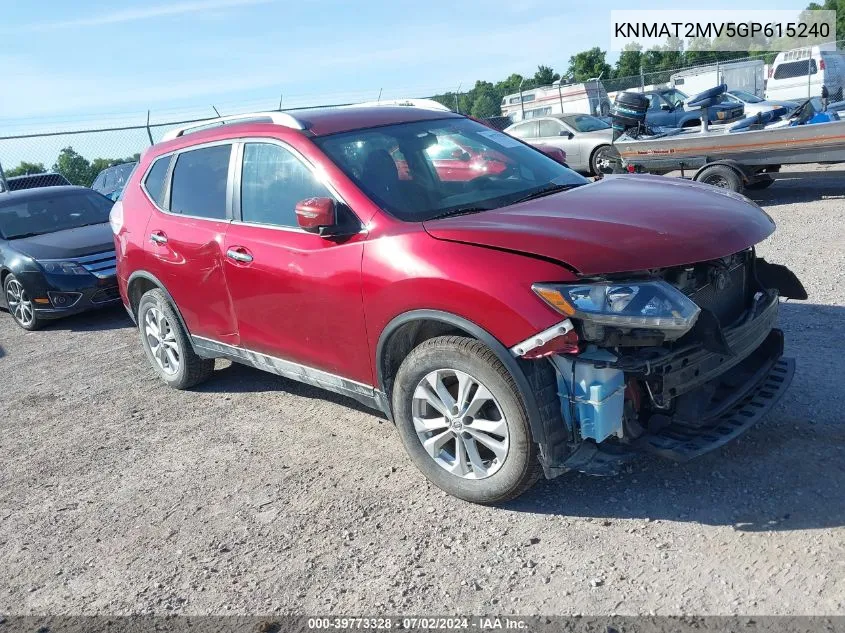 2016 Nissan Rogue Sv VIN: KNMAT2MV5GP615240 Lot: 39773328