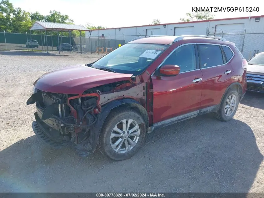 2016 Nissan Rogue Sv VIN: KNMAT2MV5GP615240 Lot: 39773328