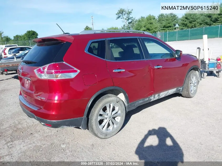 2016 Nissan Rogue Sv VIN: KNMAT2MV5GP615240 Lot: 39773328