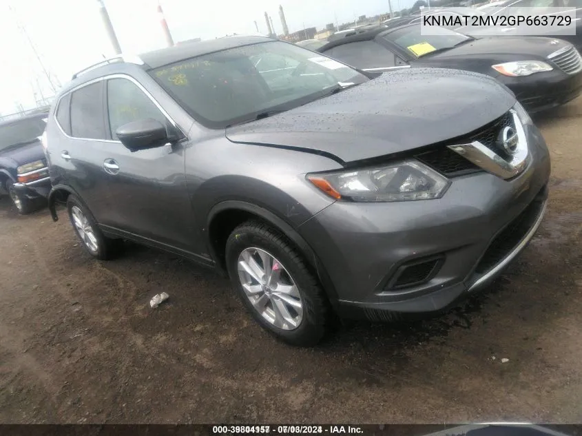 2016 Nissan Rogue Sv VIN: KNMAT2MV2GP663729 Lot: 39804157