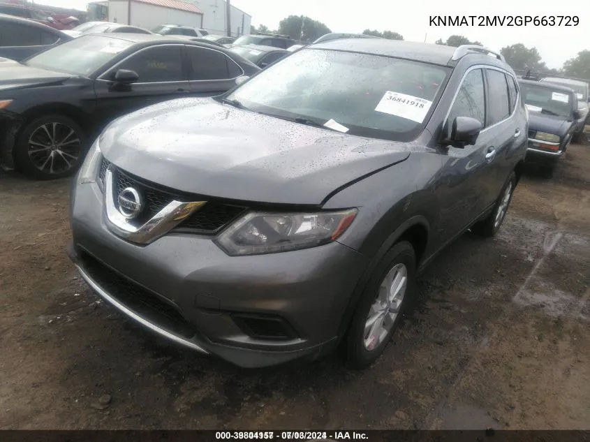 2016 Nissan Rogue Sv VIN: KNMAT2MV2GP663729 Lot: 39804157