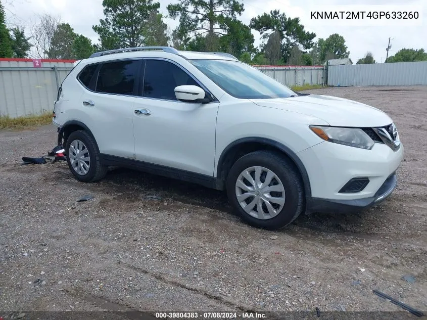 2016 Nissan Rogue S VIN: KNMAT2MT4GP633260 Lot: 39804383