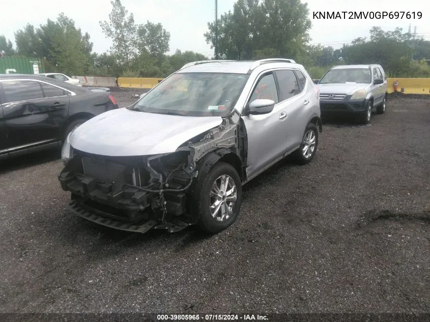 2016 Nissan Rogue Sv VIN: KNMAT2MV0GP697619 Lot: 39805965