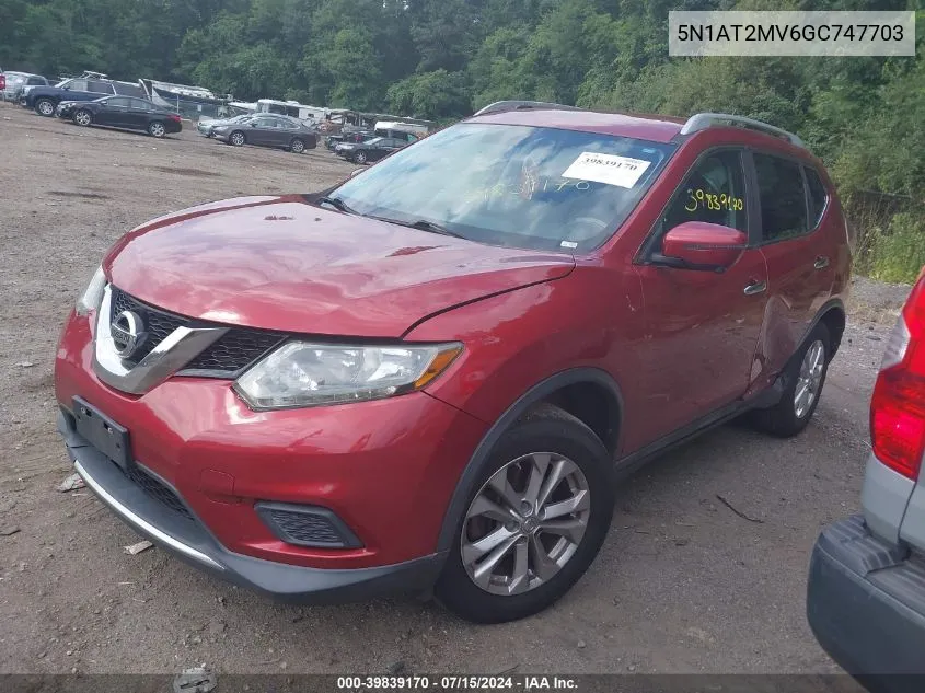 2016 Nissan Rogue S/Sl/Sv VIN: 5N1AT2MV6GC747703 Lot: 39839170