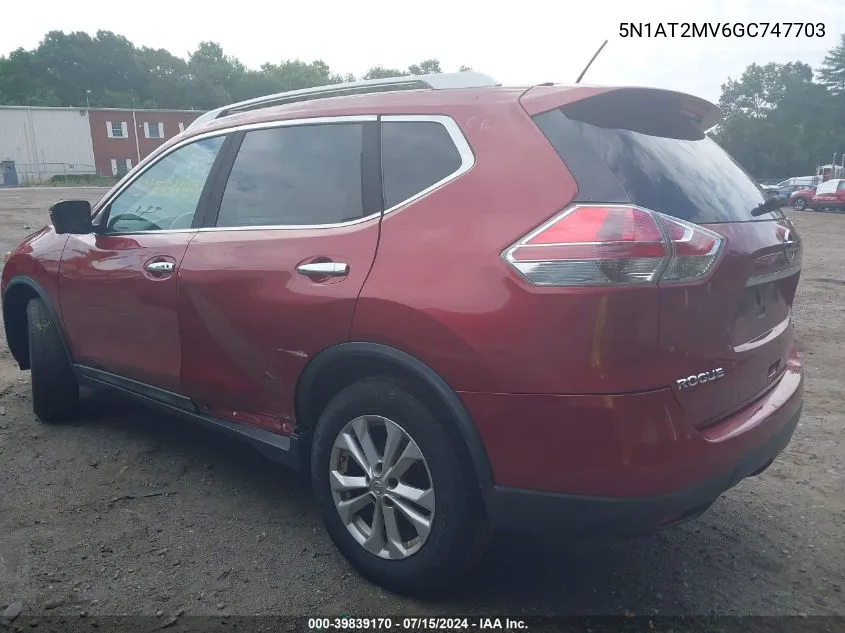 2016 Nissan Rogue S/Sl/Sv VIN: 5N1AT2MV6GC747703 Lot: 39839170