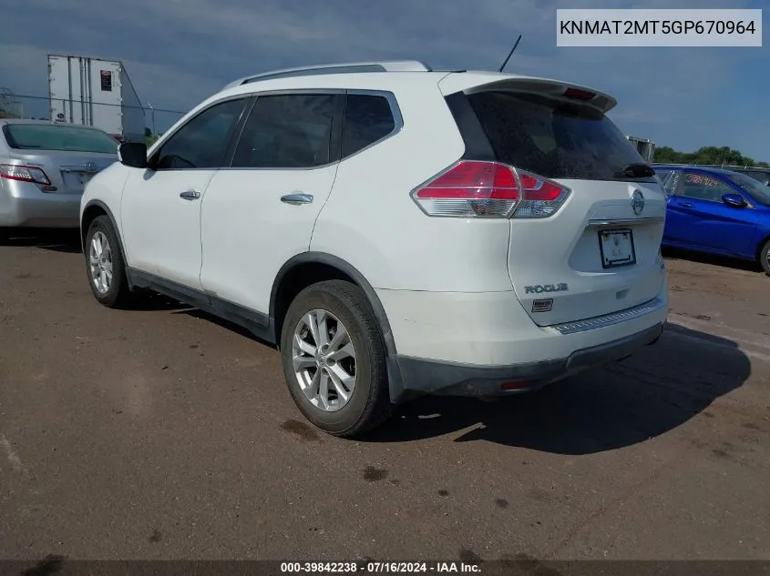 KNMAT2MT5GP670964 2016 Nissan Rogue Sv