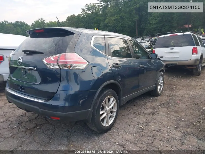 2016 Nissan Rogue S VIN: 5N1AT2MT3GC874150 Lot: 39846875