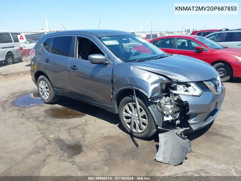 2016 Nissan Rogue S/Sl/Sv VIN: KNMAT2MV2GP687853 Lot: 39850014