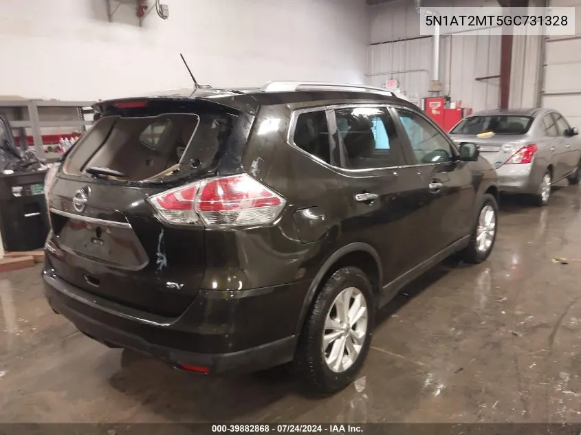 2016 Nissan Rogue S/Sl/Sv VIN: 5N1AT2MT5GC731328 Lot: 39882868