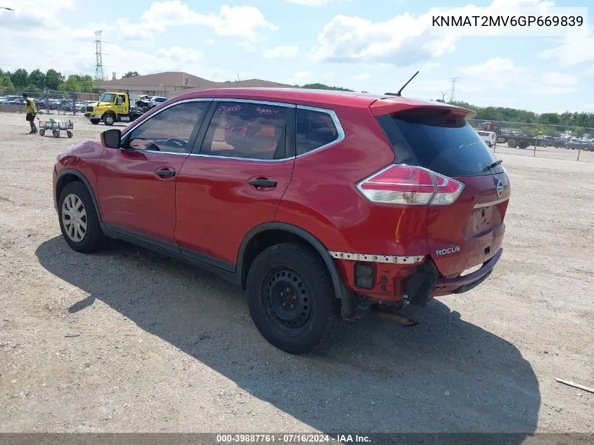 KNMAT2MV6GP669839 2016 Nissan Rogue S/Sl/Sv