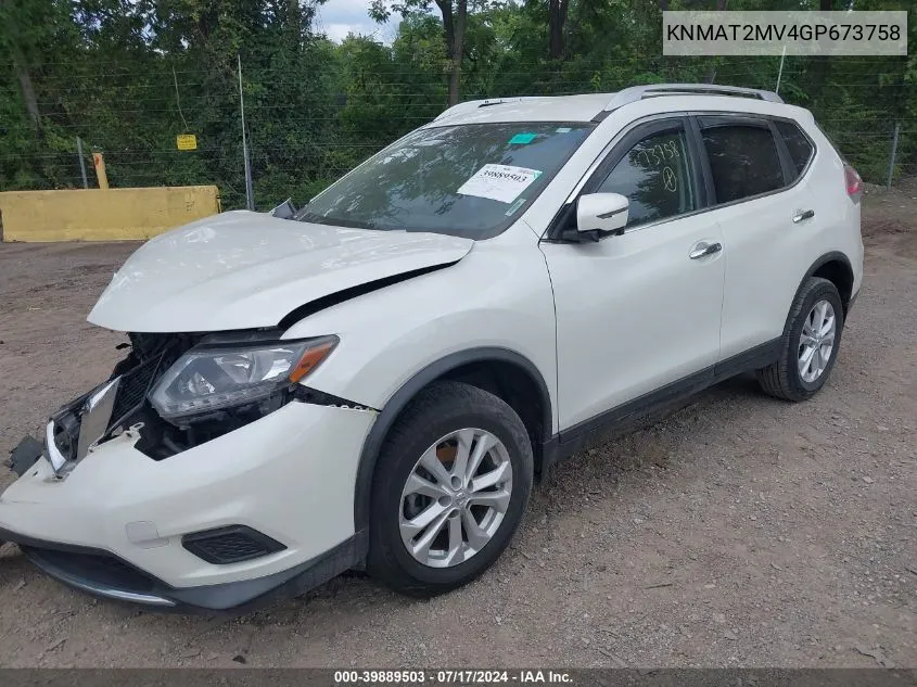 KNMAT2MV4GP673758 2016 Nissan Rogue Sv